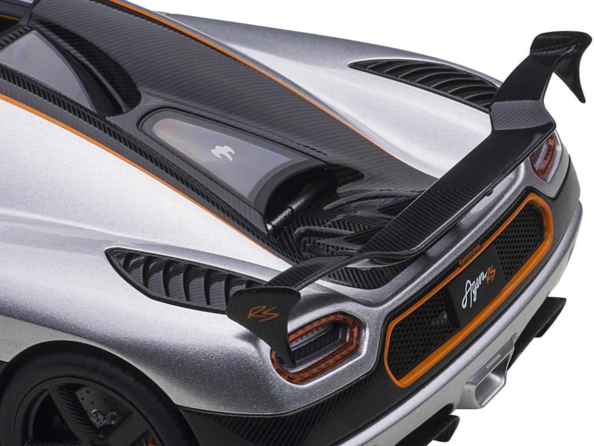 Koenigsegg Agera RS Moon Silver with Carbon and Orange Accents 1/18  Model Car by Autoart - Premium Koenigsegg Models from Autoart - Just $385.19! Shop now at Rapidvehicles