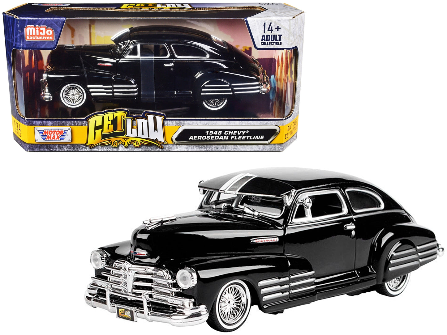 1948 Chevrolet Aerosedan Fleetside Lowrider Black "Get Low" - Premium Chevrolet Models from Motormax - Just $53.09! Shop now at Rapidvehicles