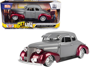 1939 Chevrolet Coupe Lowrider Gray and Red Metallic "Get Low" Series 1/24 Diecast Model Car by Motormax - Premium Chevrolet Models from Motormax - Just $48.22! Shop now at Rapidvehicles