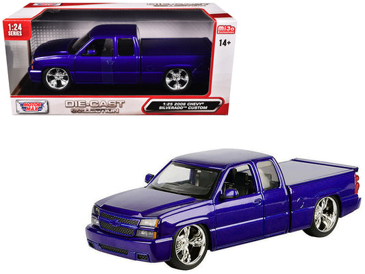 2006 Chevrolet Silverado Custom Pickup Truck Blue Metallic "Die-Cast Collection" Series 1/25 Diecast Model Car by Motormax - Use code SHOPAPP15 to get 15 percent off