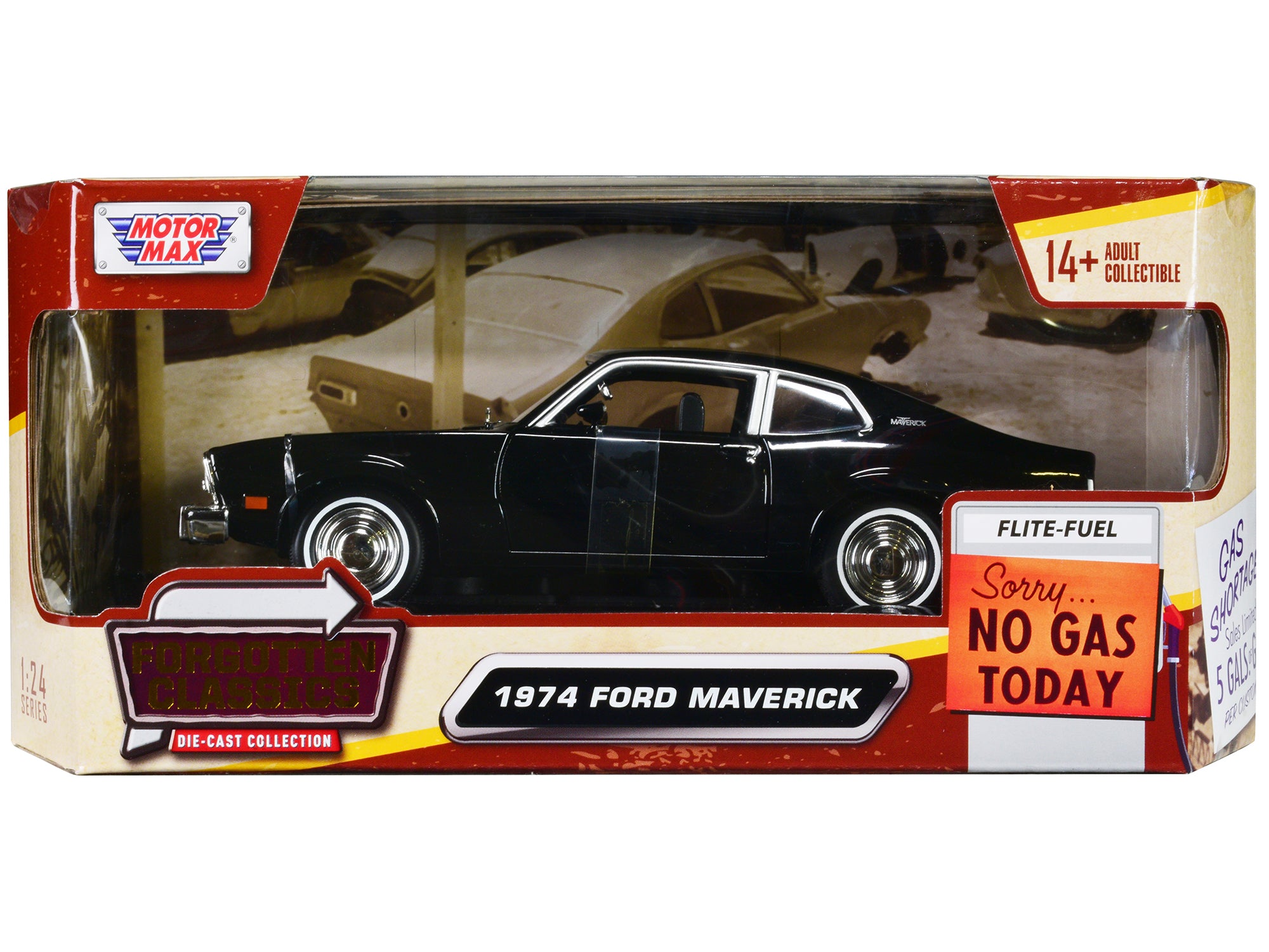 1974 Ford Maverick Black "Forgotten Classics" Series 1/24 Diecast Model Car by Motormax free shipping USA