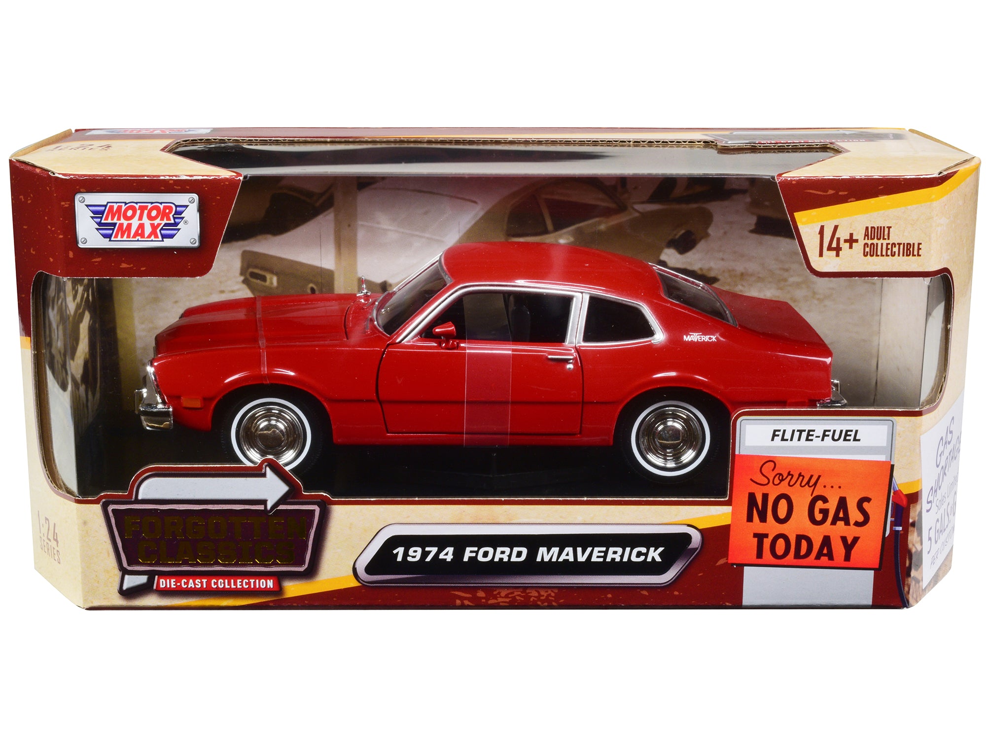 1974 Ford Maverick Red "Forgotten Classics" Series 1/24 Diecast Model Car by Motormax free shipping USA