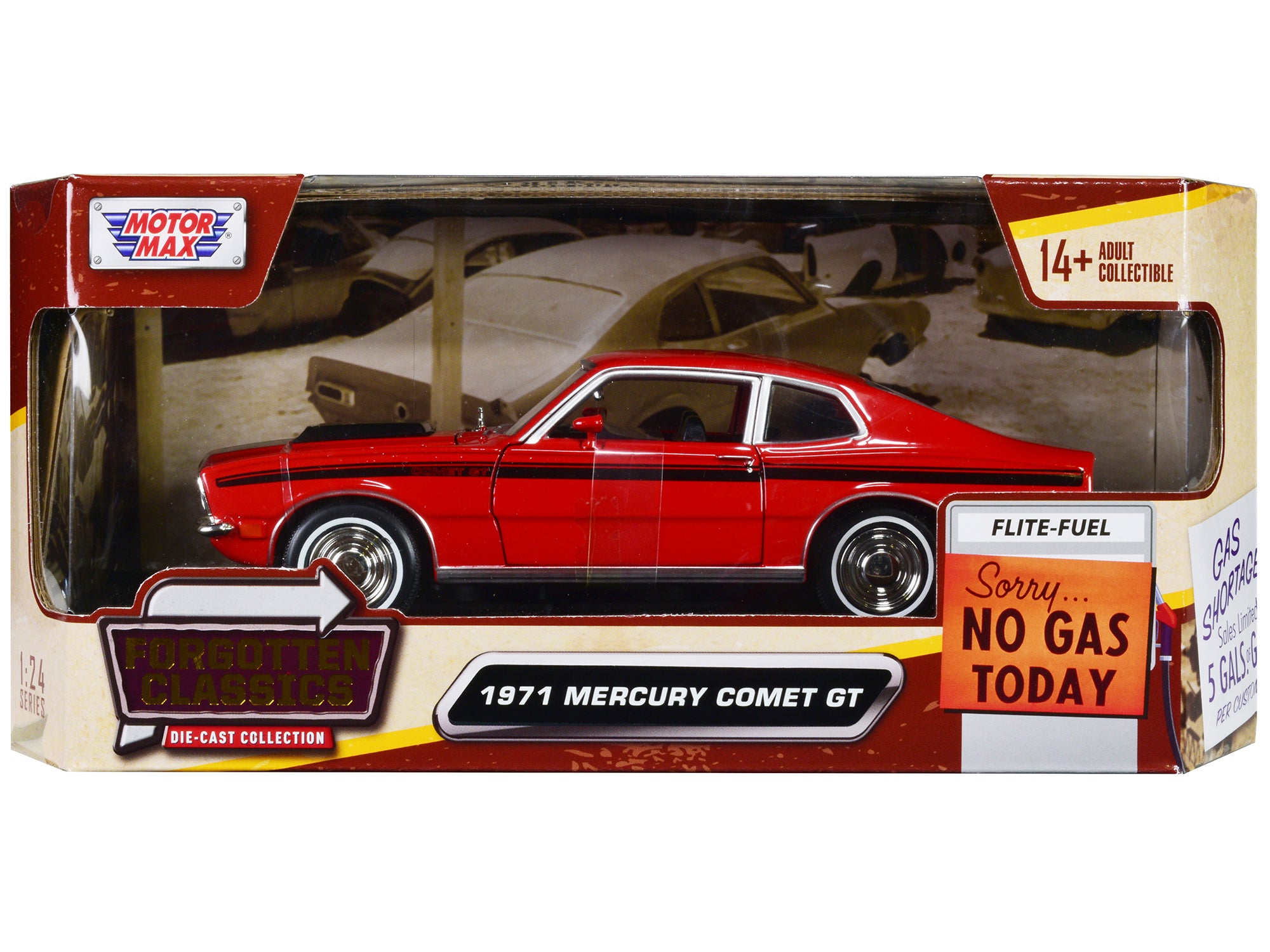 1971 Mercury Comet GT Red with Black Stripes "Forgotten Classics" Series 1/24 Diecast Model Car by Motormax free shipping USA