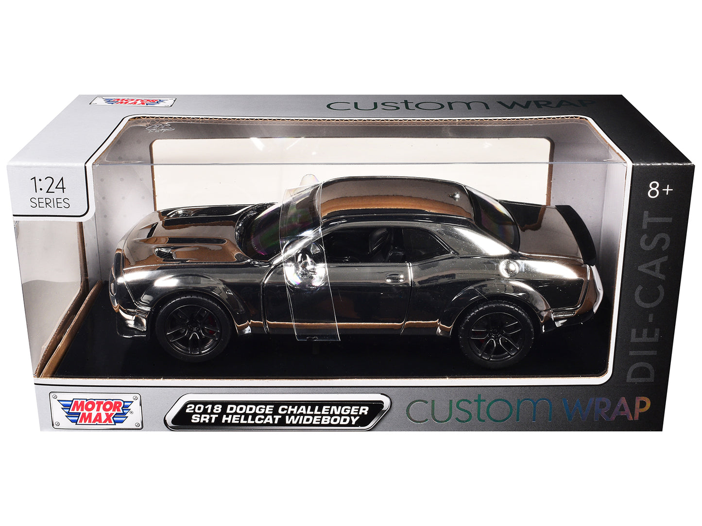 2018 Dodge Challenger SRT Hellcat Widebody Chrome "Custom Wrap" Series 1/24 Diecast Model Car by Motormax - Use code SHOPAPP15 to get 15 percent off