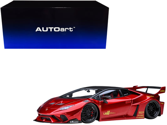 Lamborghini Huracan GT "LB-Silhouette Works" Hyper Red Metallic with Black Top 1/18 Model Car by Autoart  free shipping USA