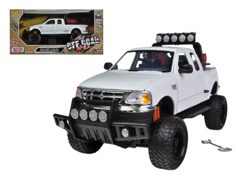 2001 Ford F-150 XLT Flareside Supercab Off-Road Pickup Truck White 1/24 Diecast Model Car by Motormax free shipping USA