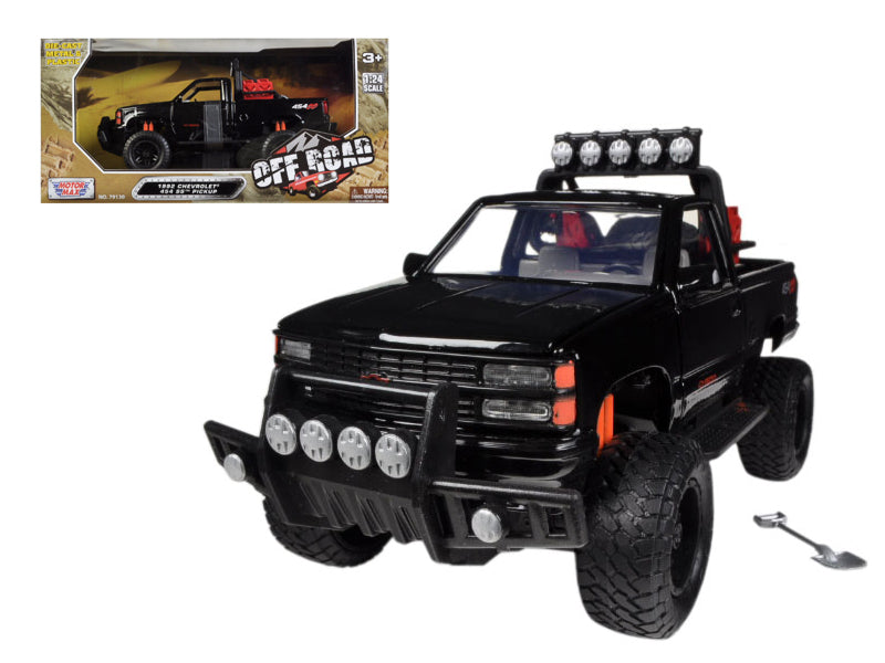1992 Chevrolet 454 SS Pickup Truck Off Road Black 1/24 Diecast Model by Motormax free shipping USA