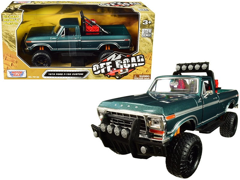 1979 Ford F-150 Custom Off-Road Pickup Truck Green Metallic 1/24 Diecast Model Car by Motormax - Premium Pickup Trucks Models from Motormax - Just $55.99! Shop now at Rapidvehicles