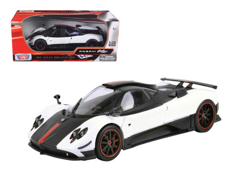 Pagani Zonda 5 Cinque White and Black 1/18 Diecast Model Car by Motormax free shipping USA