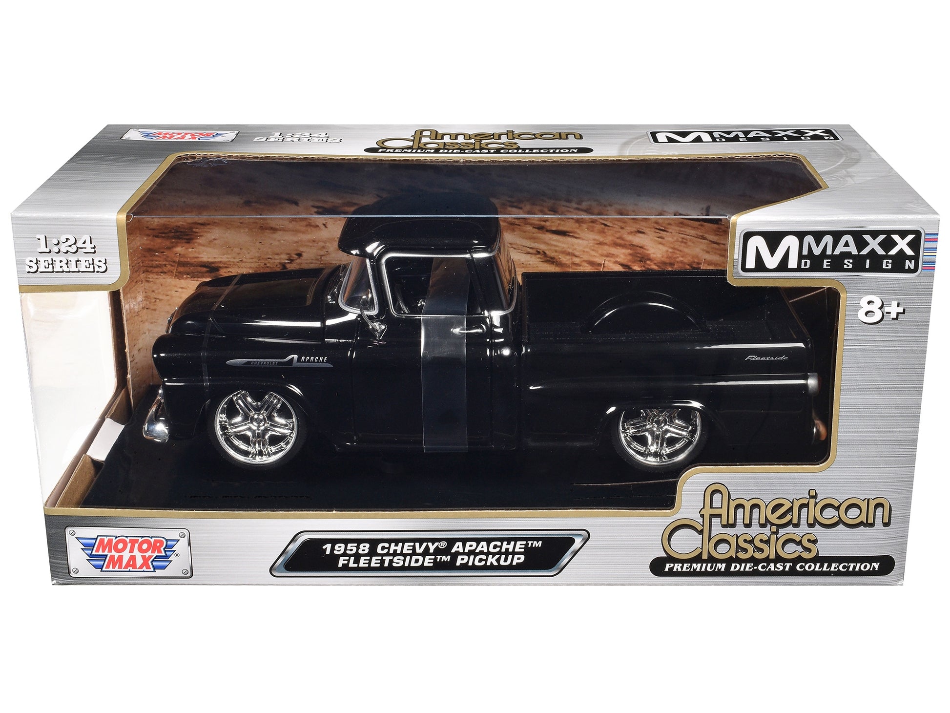 1958 Chevrolet Apache Fleetside Pickup Black "Maxx Design" - Premium Chevrolet Models from Motormax - Just $53.09! Shop now at Rapidvehicles