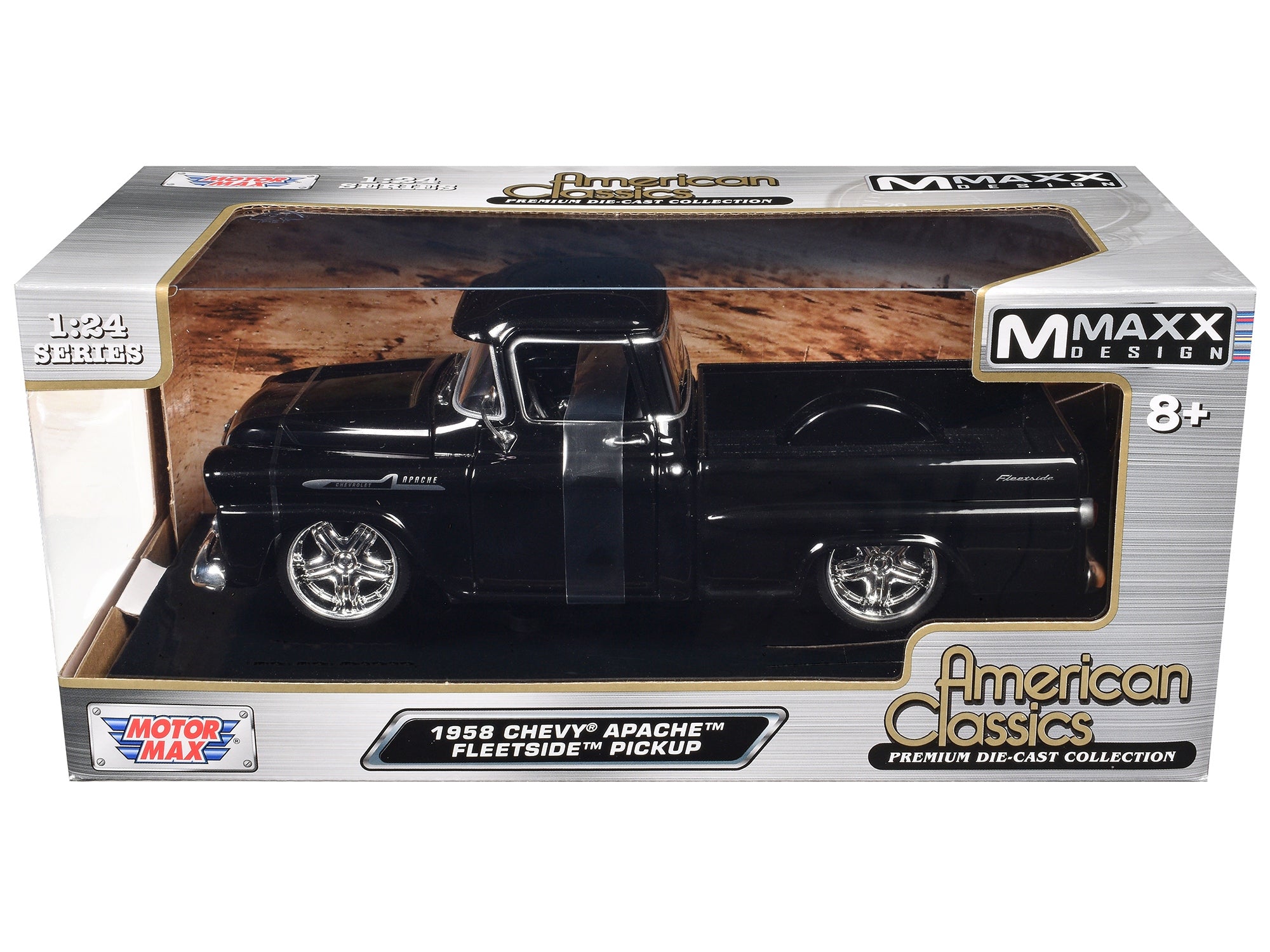 1958 Chevrolet Apache Fleetside Pickup Black "Maxx Design" "American Classics" Series 1/24 Diecast Model Car by Motormax - Premium Chevrolet Models from Motormax - Just $48.22! Shop now at Rapidvehicles