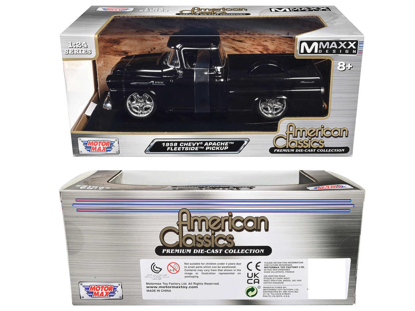 1958 Chevrolet Apache Fleetside Pickup Black "Maxx Design" - Premium Chevrolet Models from Motormax - Just $53.09! Shop now at Rapidvehicles