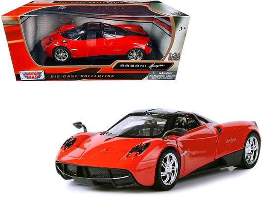 Pagani Huayra Bright Red with Chrome Wheels 1/24 Diecast Model - Premium Pagani Models from Motormax - Just $59.39! Shop now at Rapidvehicles