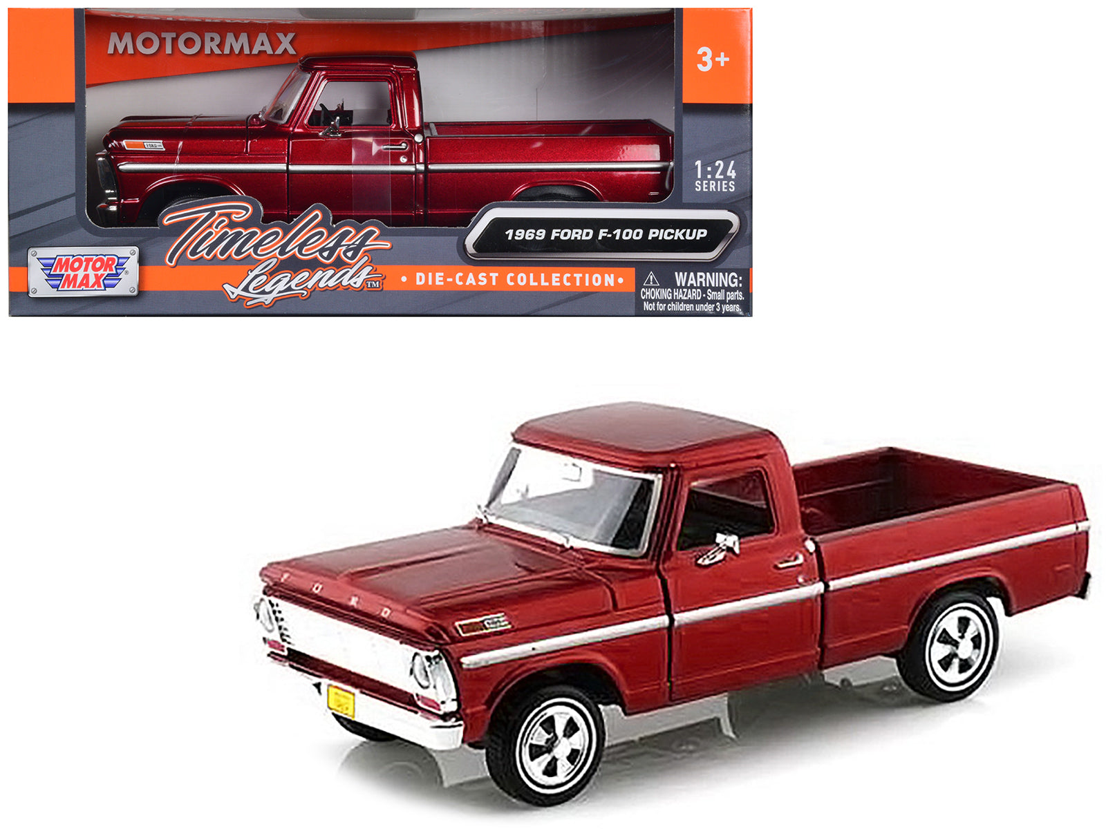 1969 Ford F-100 Pickup Truck Burgundy 1/24 Diecast Model Car by Motormax - Premium physical from Rapidvehicles - Just $50.99! Shop now at Rapidvehicles