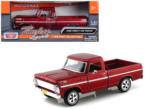 1969 Ford F-100 Pickup Truck Burgundy 1/24 Diecast Model Car by Motormax - Premium physical from Rapidvehicles - Just $50.99! Shop now at Rapidvehicles