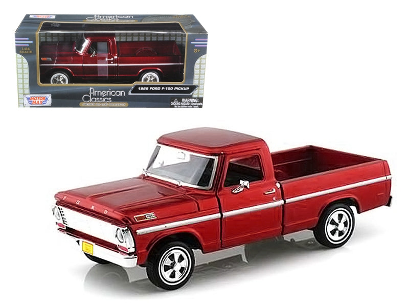 1969 Ford F-100 Pickup Truck Burgundy 1/24 Diecast Model Car by - Premium Pickup Trucks Models from Motormax - Just $59.39! Shop now at Rapidvehicles