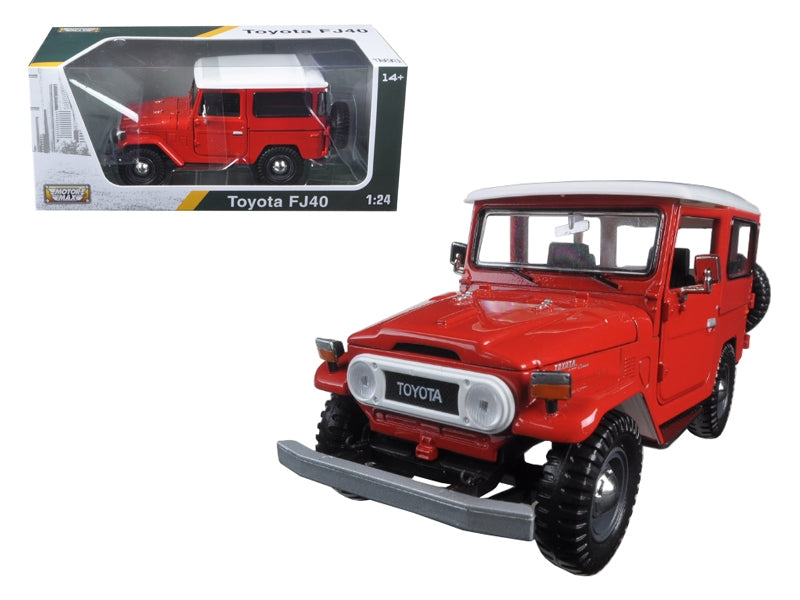 Toyota FJ40 Red with White Top 1/24 Diecast Model Car by Motormax - Premium Toyota Models from Motormax - Just $64.99! Shop now at Rapidvehicles