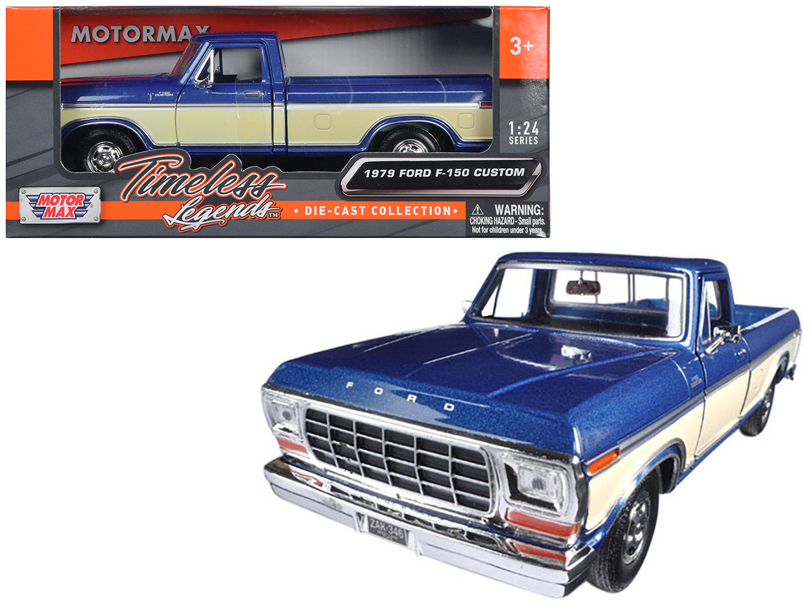 1979 Ford F-150 Pickup Truck 2 Tone Blue/Cream 1/24 Diecast Model Car by Motormax free shipping USA