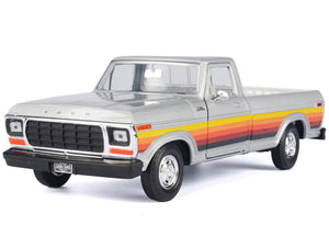 1979 Ford F-150 Custom Pickup Truck Silver Metallic with Side Stripes "American Classics" Series 1/24 Diecast Model Car by Motormax - Premium Ford Models from Motormax - Just $45.99! Shop now at Rapidvehicles