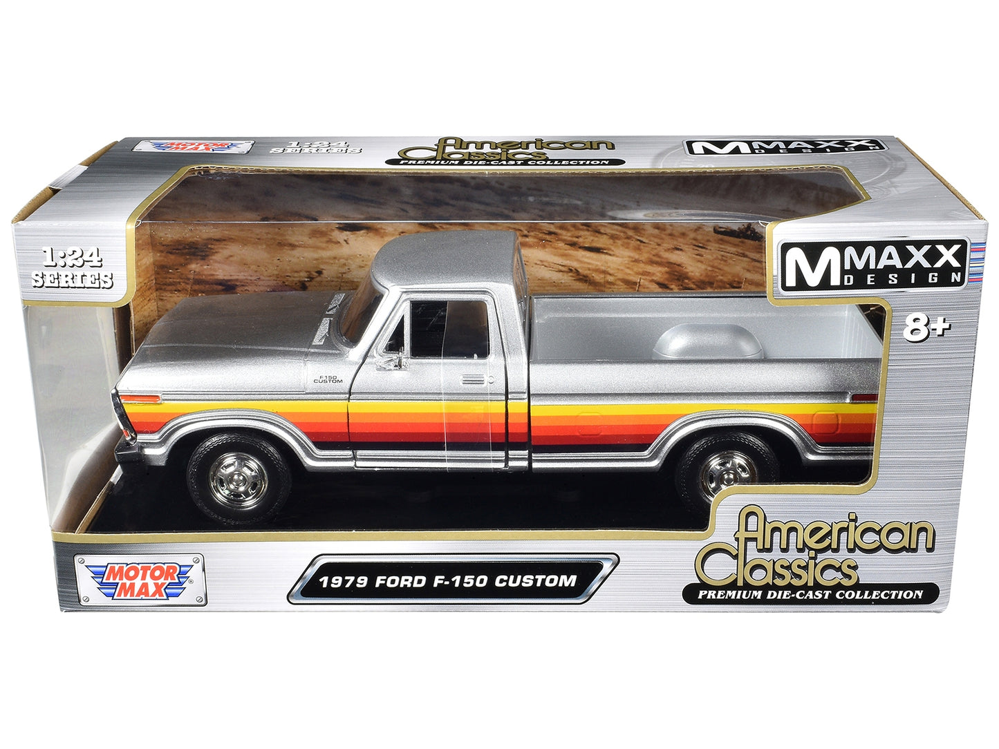 1979 Ford F-150 Custom Pickup Truck Silver Metallic with Side - Premium Ford Models from Motormax - Just $50! Shop now at Rapidvehicles