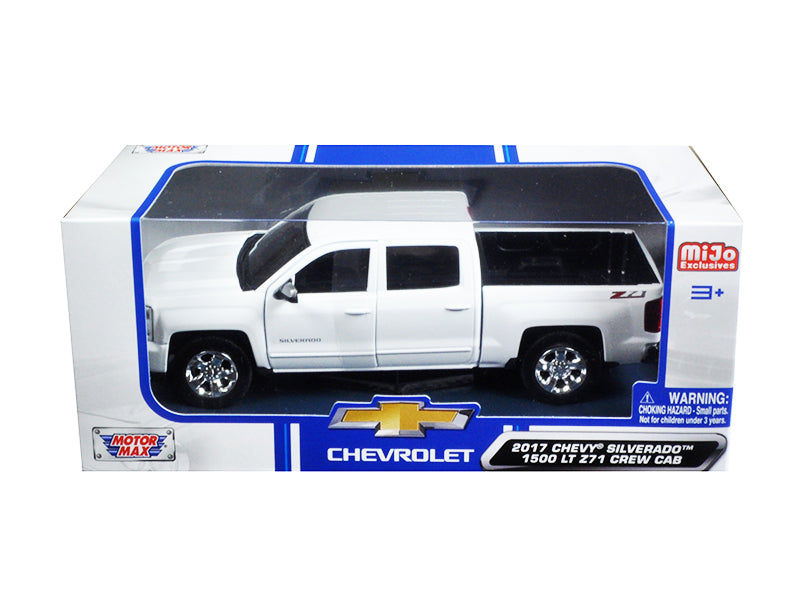 2017 Chevrolet Silverado 1500 LT Z71 Crew Cab Pickup Truck White 1/27 Diecast Model Car by Motormax free shipping USA