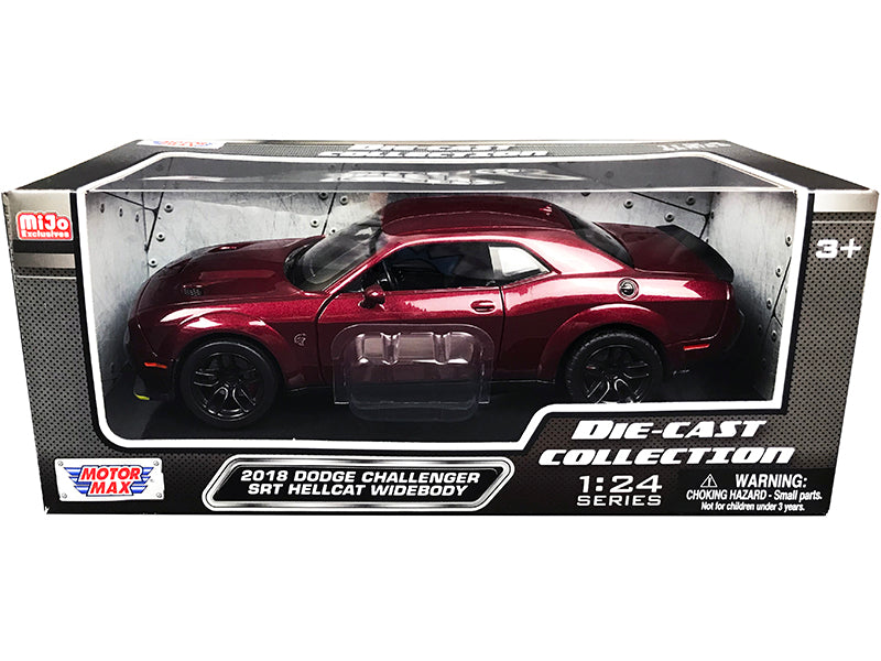 2018 Dodge Challenger SRT Hellcat Widebody Burgundy Metallic "Die-Cast Collection" Series 1/24 Diecast Model Car by Motormax free shipping USA