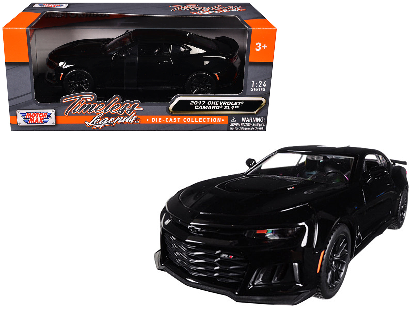 2017 Chevrolet Camaro ZL1 Black 1/24 Diecast Model Car by Motormax free shipping USA