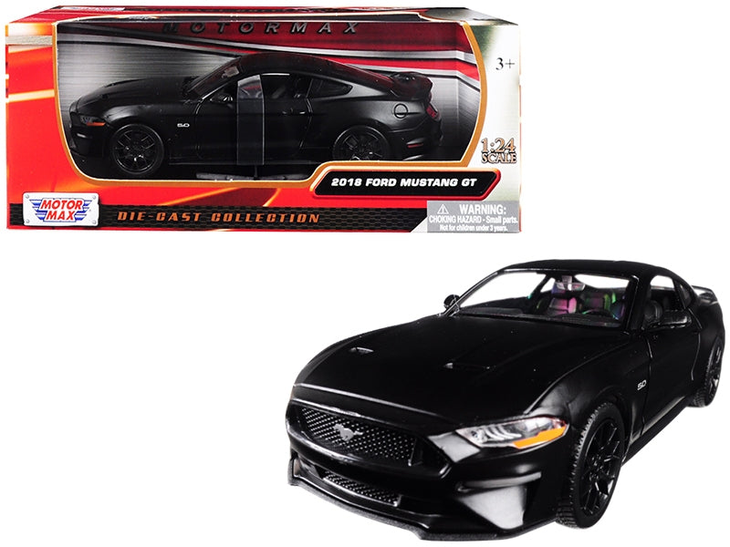 2018 Ford Mustang GT 5.0 Matt Black with Black Wheels 1/24 - Premium Mustang Models from Motormax - Just $59.39! Shop now at Rapidvehicles