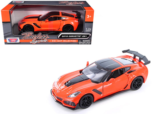 2019 Chevrolet Corvette ZR1 Orange with Black Accents 1/24 Diecast Model Car by Motormax