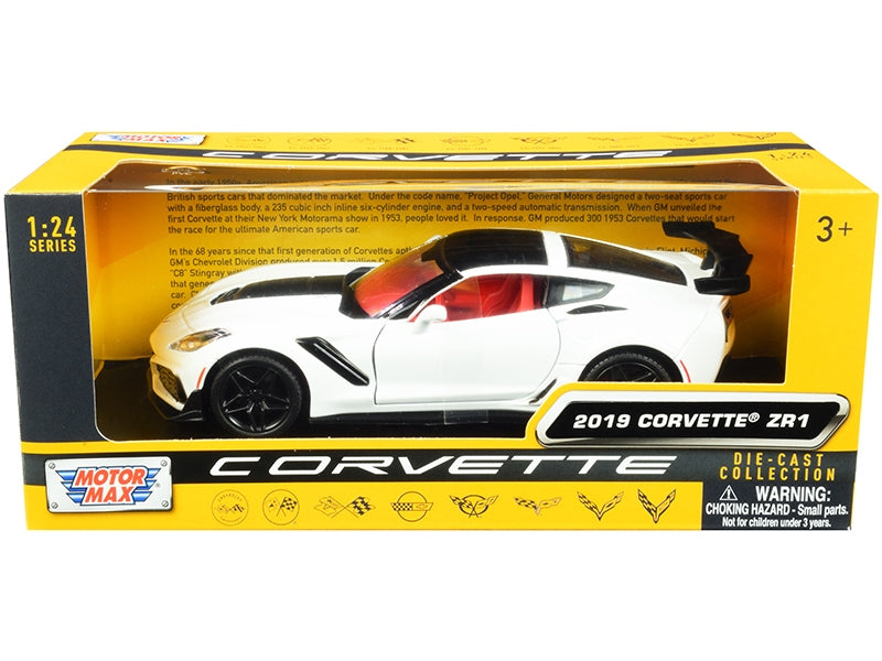 2019 Chevrolet Corvette C7 ZR1 White and Black with Red Interior - Premium Corvette Models from Motormax - Just $61.19! Shop now at Rapidvehicles