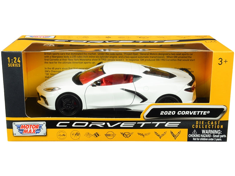 2020 Chevrolet Corvette C8 Stingray White with Red Interior - Premium Corvette Models from Motormax - Just $60.29! Shop now at Rapidvehicles