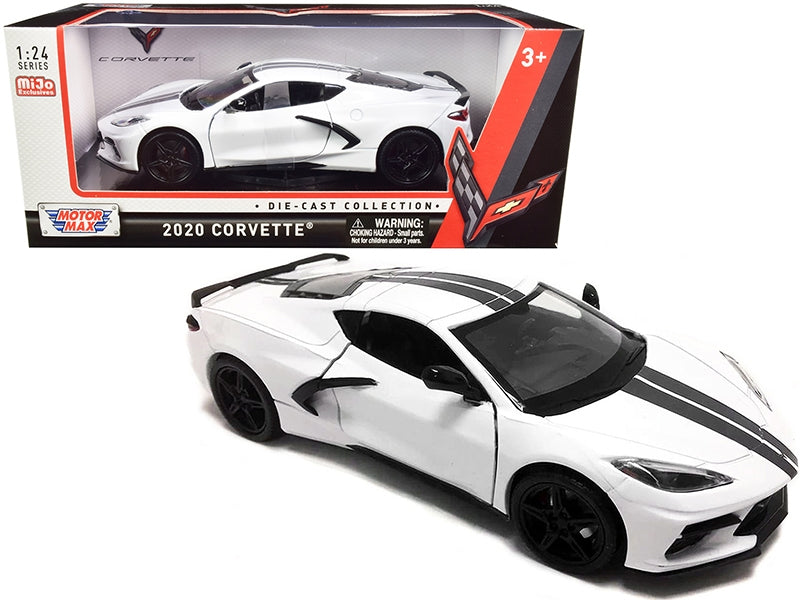 2020 Chevrolet Corvette C8 Stingray White with Gray Stripes 1/24 - Premium Corvette Models from Motormax - Just $60.29! Shop now at Rapidvehicles