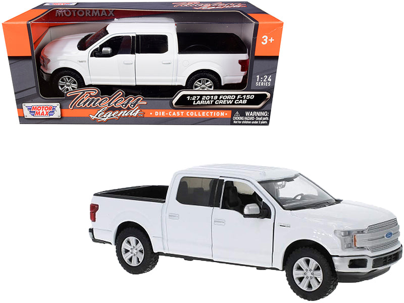 2019 Ford F-150 Lariat Crew Cab Pickup Truck White 1/24-1/27 Diecast Model Car by Motormax free shipping USA