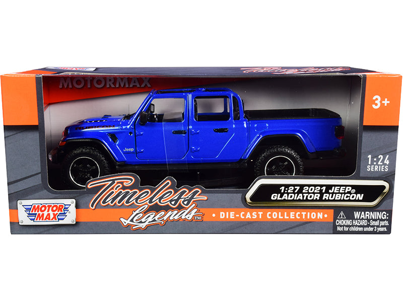 2021 Jeep Gladiator Rubicon (Open Top) Pickup Truck Blue 1/24-1/27 Diecast Model Car by Motormax free shipping USA