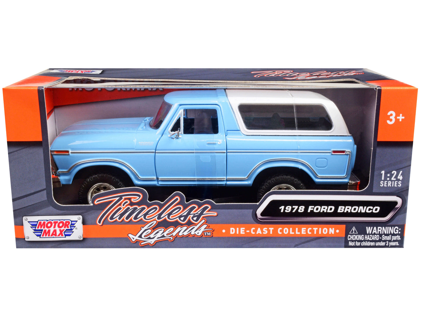 1978 Ford Bronco Custom Light Blue and White "Timeless Legends" - Premium Ford Models from Motormax - Just $59.39! Shop now at Rapidvehicles