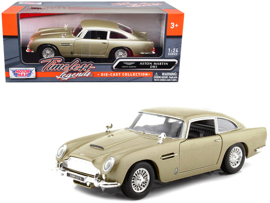 Aston Martin DB5 RHD (Right Hand Drive) Gold Metallic "Timeless Legends" Series 1/24 Diecast Model Car by Motormax free shipping USA
