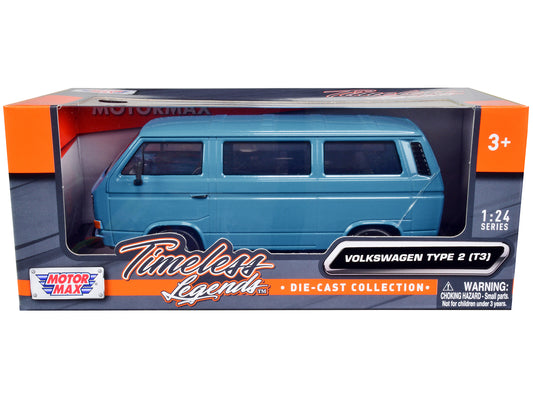 Volkswagen Type 2 (T3) Van Blue "Timeless Legends" Series 1/24 Diecast Model Car by Motormax free shipping USA