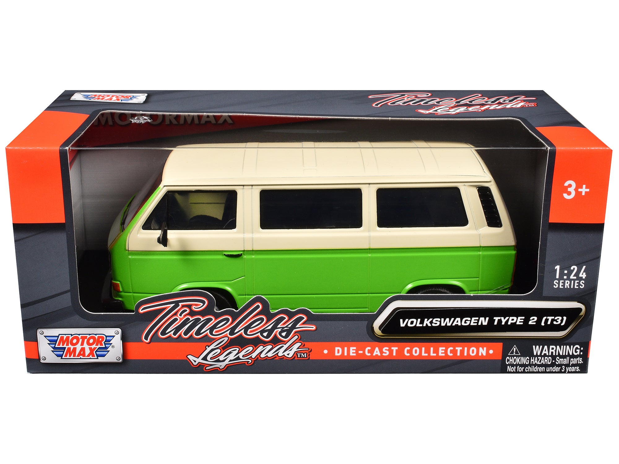 Volkswagen Type 2 (T3) Van Green and Beige "Timeless Legends" Series 1/24 Diecast Model Car by Motormax free shipping USA