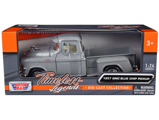 1957 GMC Blue Chip Pickup Truck Gray "Timeless Legends" Series 1/24 Diecast Model Car by Motormax free shipping USA