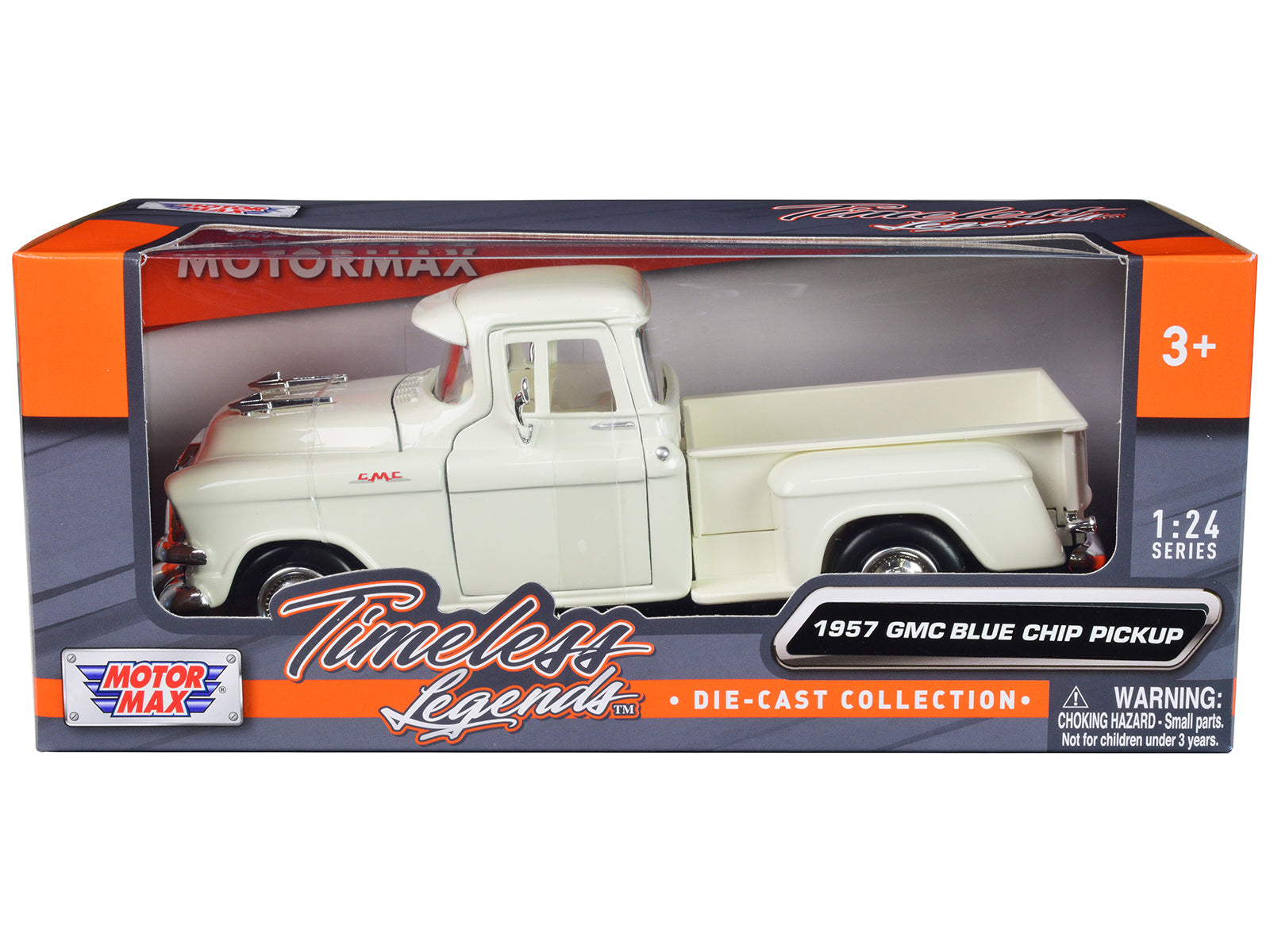 1957 GMC Blue Chip Pickup Truck White "Timeless Legends" Series 1/24 Diecast Model Car by Motormax free shipping USA