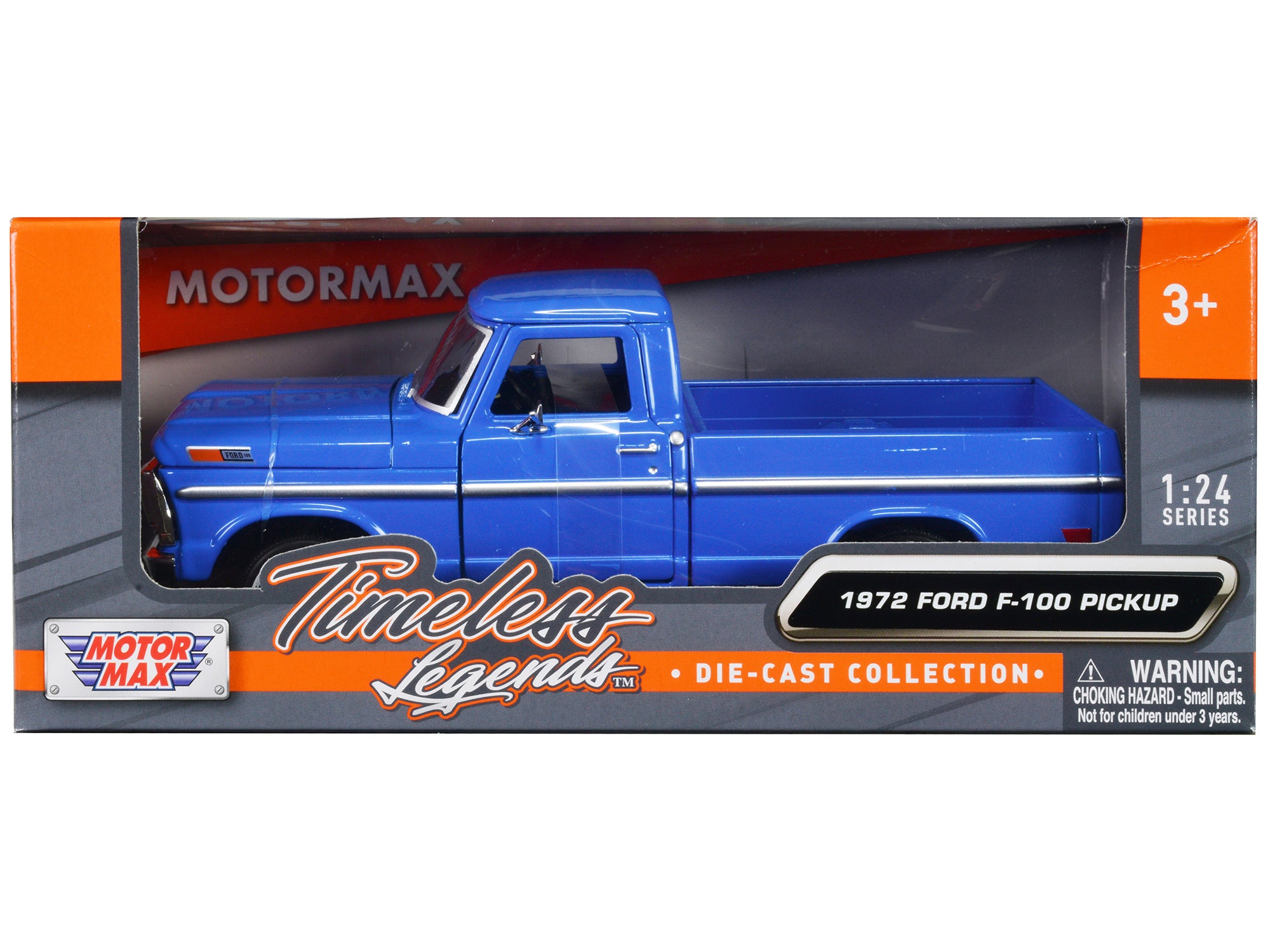 1972 Ford F-100 Pickup Truck Blue "Timeless Legends" Series 1/24 Diecast Model Car by Motormax free shipping USA