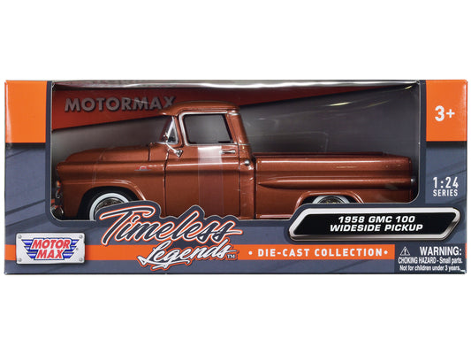 1958 GMC 100 Wideside Pickup Truck Brown Metallic "Timeless Legends" Series 1/24 Diecast Model Car by Motormax free shipping USA