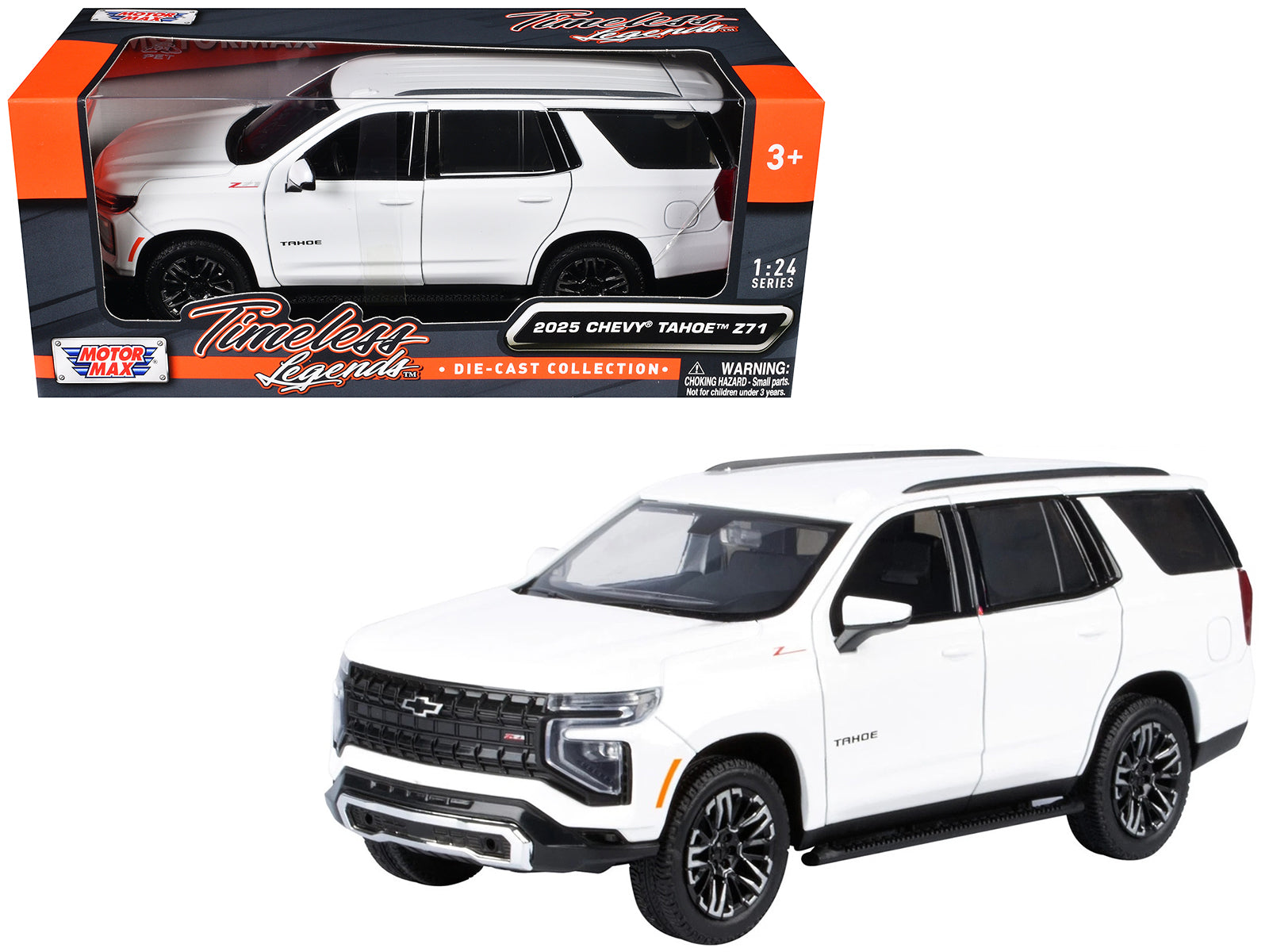 2025 Chevrolet Tahoe Z71 White "Timeless Legends" Series 1/24 Diecast Model Car by Motormax free shipping USA