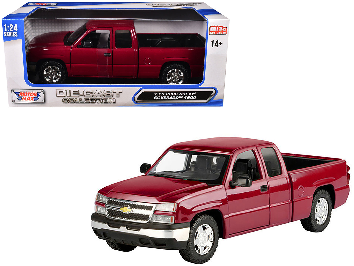 2006 Chevrolet Silverado 1500 Pickup Truck Red Metallic "Die-Cast Collection" Series 1/25 Diecast Model Car by Motormax - Use code SHOPAPP15 to get 15 percent off