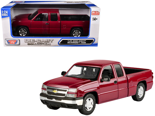 2006 Chevrolet Silverado 1500 Pickup Truck Red Metallic "Die-Cast Collection" Series 1/25 Diecast Model Car by Motormax free shipping USA