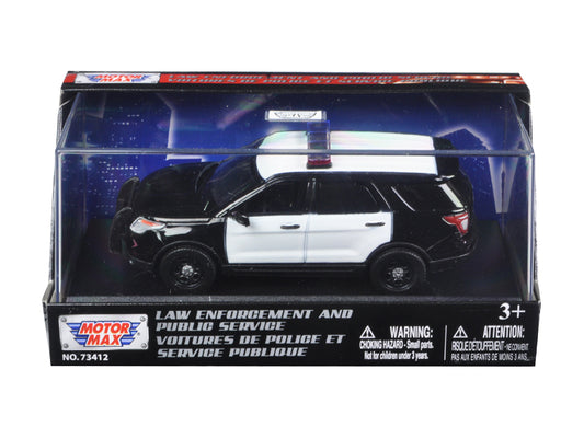 2015 Ford Police Interceptor Utility Plain Black and White 1/43 Diecast Model Car by Motormax free shipping USA