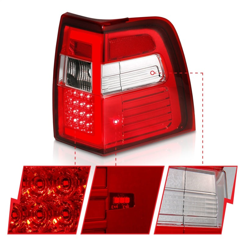 ANZO 07-17 For Expedition LED Taillights w/ Light Bar Chrome Housing Red/Clear Lens 311410