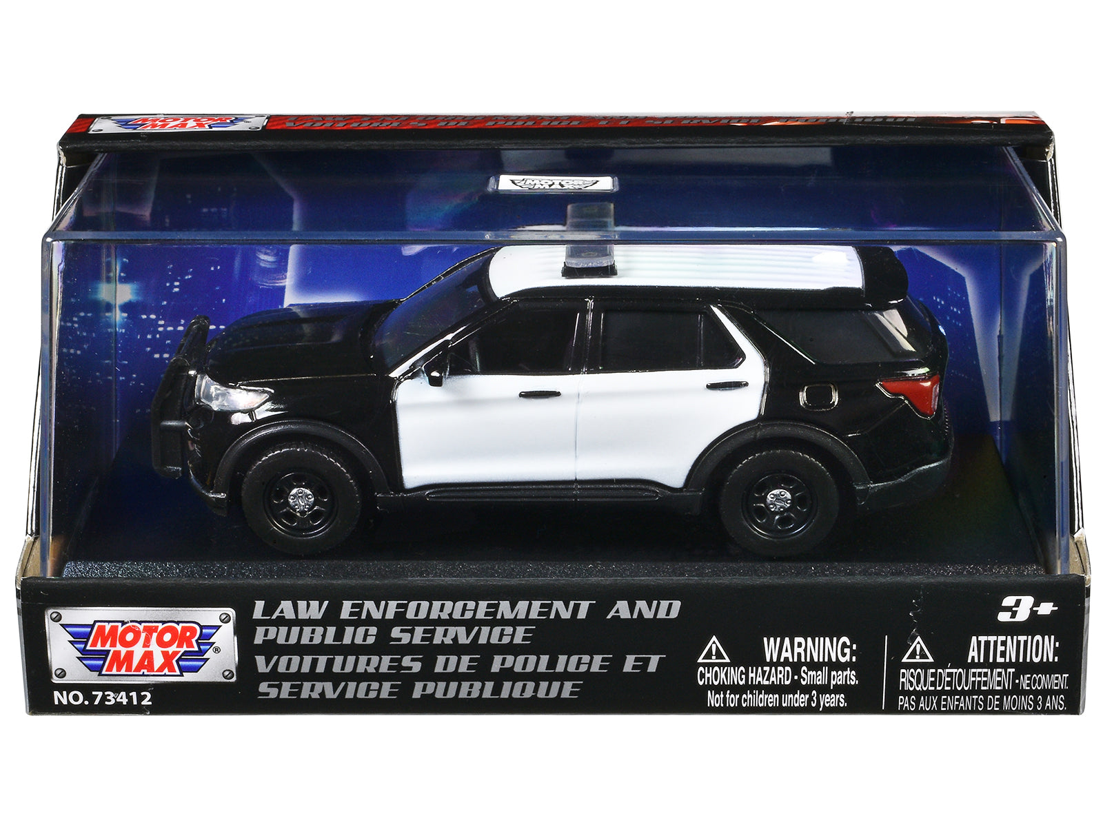 2022 Ford Police Interceptor Utility Black and White Unmarked "Law Enforcement and Public Service" Series 1/43 Diecast Model Car by Motormax free shipping USA