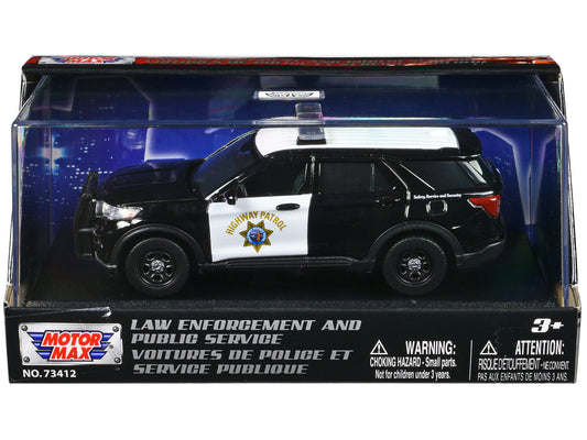 2022 Ford Police Interceptor Utility "California Highway Patrol" Black and White "Law Enforcement and Public Service" Series 1/43 Diecast Model Car by Motormax free shipping USA