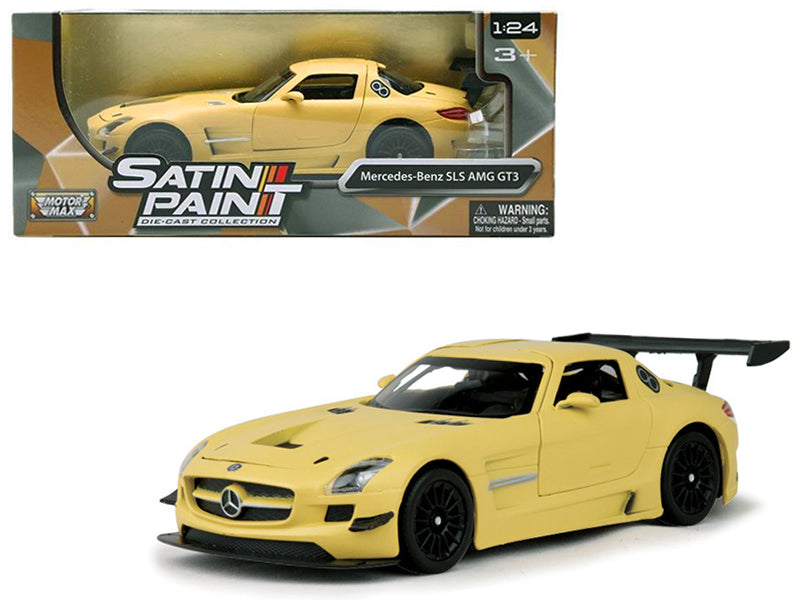 Mercedes Benz SLS AMG GT3 Matte Yellow 1/24 Diecast Model Car by Motormax - Use code SHOPAPP15 to get 15 percent off